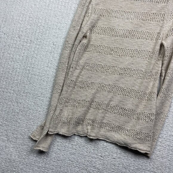 Roxy Hoodie Sweater Women M Cream V-neck Crochet Knit Boho Beach Surf Y2K - Picture 14 of 15